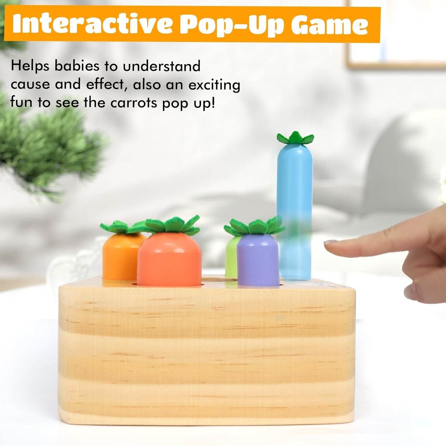 Ancaixin Montessori Toys for Babies 6-12 Months, Wooden Toys for 1 Year Old Boys and Girls, Educational Carrot Harvest Toy for Toddlers, Shape Sorting Matching Puzzle, Developmental Birthday Gifts
