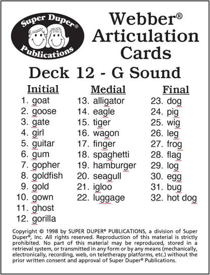 Super Duper Publications | Articulation G Sound Fun Deck | Vocabulary and Language Development Flash Cards | Educational Learning Materials for Children