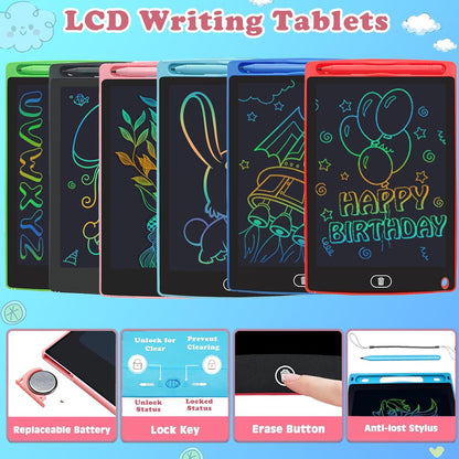 6 Pack LCD Writing Tablet for Kids Toys 8.5 Inch Colorful Doodle Board Bulk, Eye-Protection Drawing Pad Toddler Travel Essentials Toys for 3-8 Year Old Boys Girls, Birthday Xmas Gifts