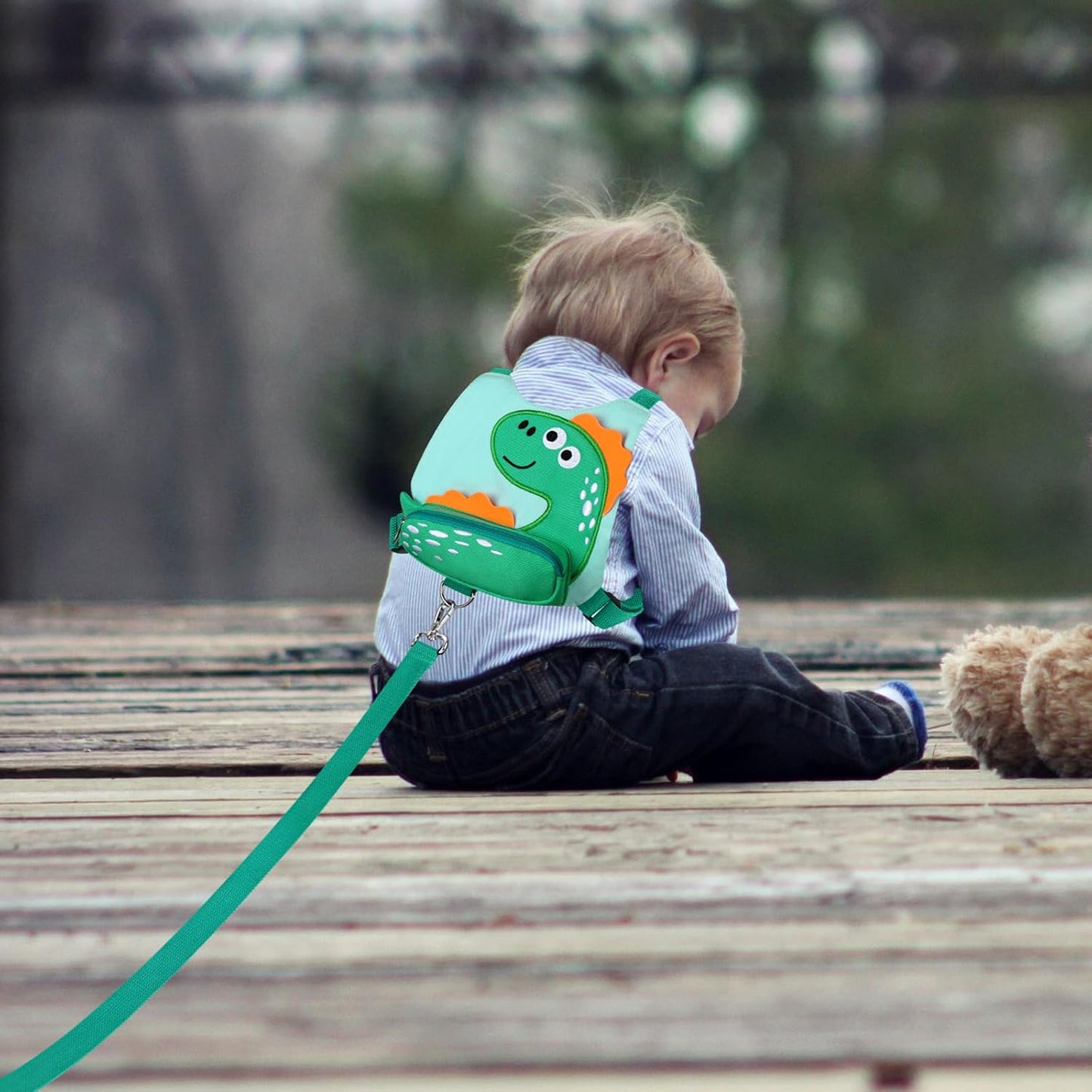3 in 1 Toddler Harness Leash + Baby Anti Lost Wrist Link, Accmor Cute Dinosaur Child Safety Harness Tether, Kids Walking Wristband Assistant Strap Belt for Parent Boys Outdoor Activity (Black)