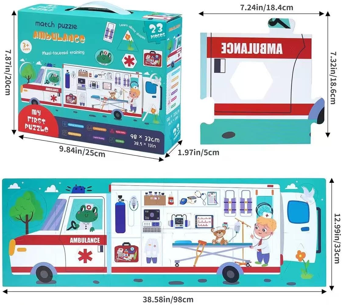 Jumbo Floor Puzzle for Kids,23 Piece Fire Truck Large Jigsaw Puzzles,Puzzle for Toddler Ages 3-5,Fun Educational Preschool Learning Toy Gift for Boys & Girls Ages 4-8