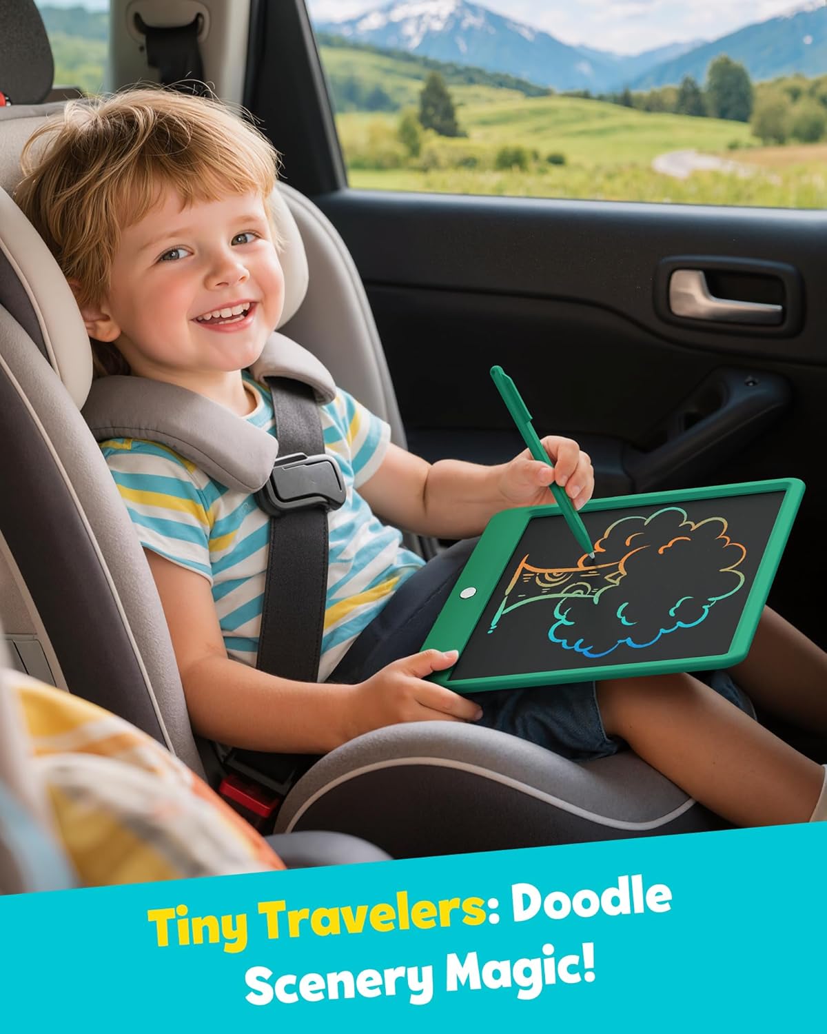 TEKFUN LCD Writing Tablet for Kids, 10-inch Coloring Drawing Pad, Mess Free Doodle Board, Airplane Travel Toys for Boys and Toddlers, Road Trip Essentials, Gifts for 3 4 5 6 7 8 Year Old Girls(Blue)