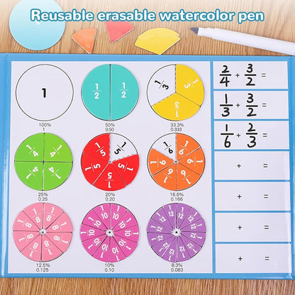 Magnetic Fraction Demonstration Book, Magnetic Fraction Book,Math Manipulatives Enhance Early Primary School Students Mathematical Skills (Zebra)