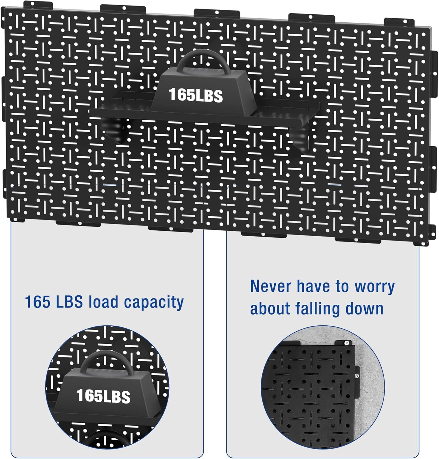 WORKPRO 16”x 16” Metal Peg Board, Foldable Black Pegboard for Wall Organization, Steel Panel with Round Holes & Vertical Slots, Ideal Tool Organizer in Office and Craft Room, 3 Pack