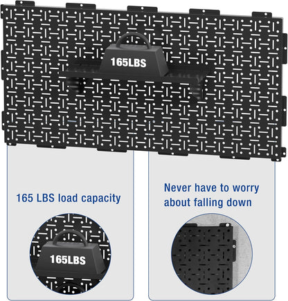 WORKPRO 16”x 16” Metal Peg Board, Foldable Black Pegboard for Wall Organization, Steel Panel with Round Holes & Vertical Slots, Ideal Tool Organizer in Office and Craft Room, 3 Pack