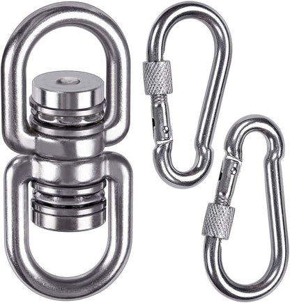 SELEWARE Silent Bearing Swing Swivel, 360° Rotational Device Hanging Accessory with Removeable Buckle for Tree Swing, Hammock Chair, Climbing Rope, Yoga, Kids Swing Swivel 1200LB Capacity, 2 Pack