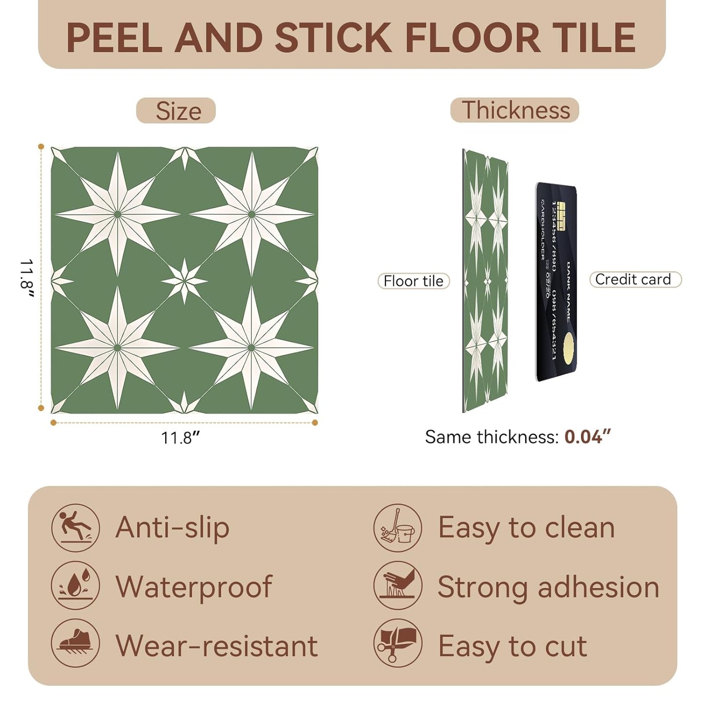 Peel and Stick Floor Tiles, Vinyl Flooring Waterproof for Bathroom Kitchen Bedrooms Living Room Fireplace Wall RV (10, White, 11.8" x 11.8")