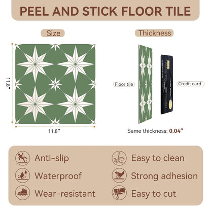 Peel and Stick Floor Tiles, Vinyl Flooring Waterproof for Bathroom Kitchen Bedrooms Living Room Fireplace Wall RV (10, White, 11.8" x 11.8")