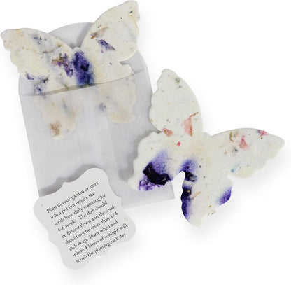 Wildflower Seed Paper - Set of 24 Purple Butterfly-Shaped with Envelope and Planting Instruction, Writable & Plantable Gift for Mom and Plant Lover, Ideal for Wedding, Memorial, Baby Shower