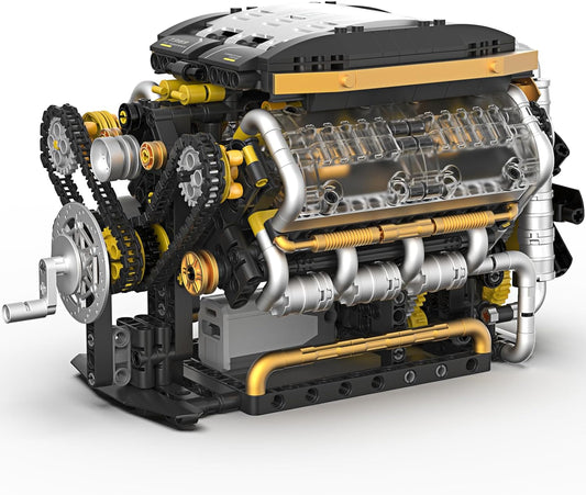 Karei V8 Engine Building Set, V8 Engine Model Kit That Run with Manual & Electric Dual Working Modes, V8 Building Motor Kit Runs 2 Directions and 2 Speeds, STEM Toys Gifts for 14+ and Adult (1065 PCS)