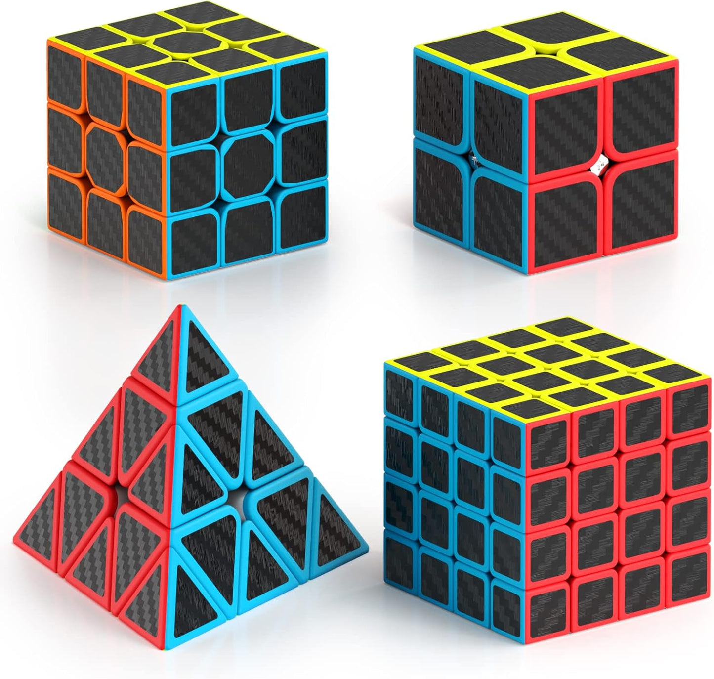 Vdealen Speed Cube Set, Puzzle Cube Bundle of 2x2x2 3x3x3 4x4x4 Pyramid Magic Cube Set, Birthday Party Christmas Stocking Stuffers Gift for Kids Teens Adults(Stickerless)