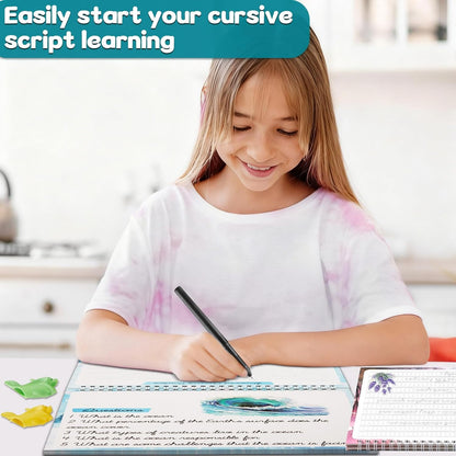 gisgfim 8 Pack Grooved Cursive Handwriting Workbook Learning Grooved Cursive Reusable Handwriting Practice kit with Disappearing Ink Pens Magic Copybooks Set for Kids Beginners Kickoff Student