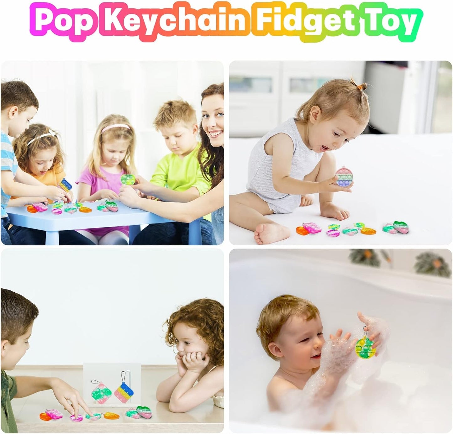 Pop Fidget Toys Bulk Its 24 Pack Party Favors for Kids Mini Pop Keychain It Fidget Toy Small Fidgets for Classroom Prizes End of Year Student Gifts from Teacher Carnival Birthday Goodie Bag Stuffers