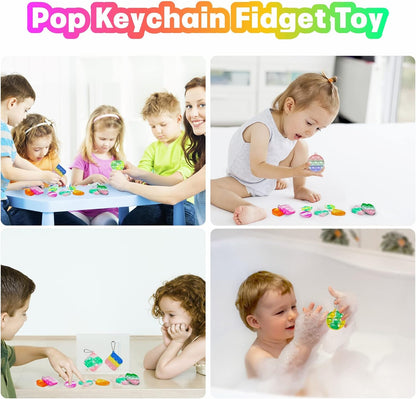 Pop Fidget Toys Bulk Its 24 Pack Party Favors for Kids Mini Pop Keychain It Fidget Toy Small Fidgets for Classroom Prizes End of Year Student Gifts from Teacher Carnival Birthday Goodie Bag Stuffers