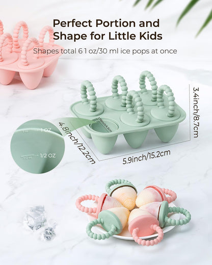 All-Silicone Baby Popsicle Molds with Sticks, AODISTUCE 1oz Popsicle Molds for Babies Breastmilk Popsicles Molds for Teething Relief, Frozen Treats Maker Popsicle Maker Ice Pop Mold for Toddlers Kids