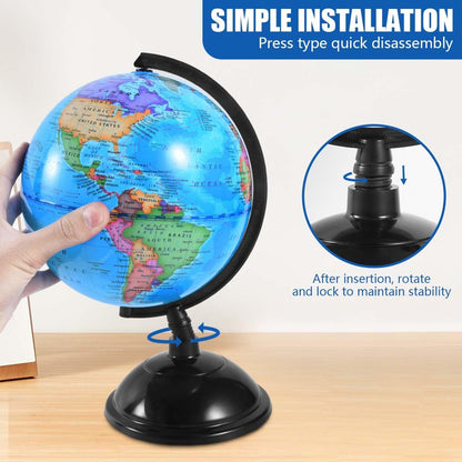 KISEER Rotating World Globe 6 Inch Spinning Earth Globe with Stand for Kids Learning Geography Classroom Education or Office Home Decorations