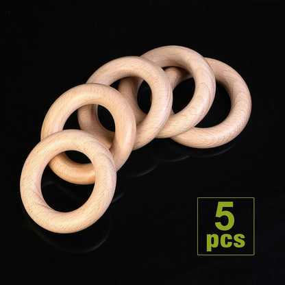 FoDau770 5pcs Natural Beech Wooden Rings, Unfinished Solid Wood Rings Heavy Duty Wood Circles, Macrame Craft Circles for Party, Home Decor & DIY Making - Outer Diameter: 3 Inch