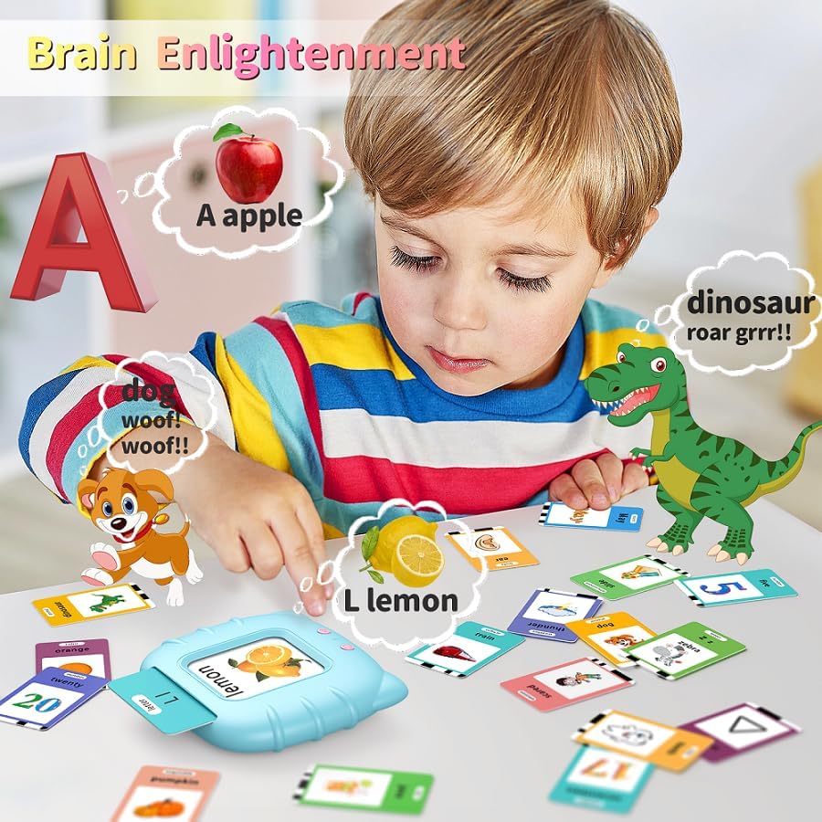 Eaever 520 ABC Sight Words Talking Flash Cards, Christmas Birthday Gift for 2 3 4 5 6 Year Old Boys and Girls, Preschool-Learning-Activities, Toddler Educational Toys for Ages 1-6 Kids, Blue