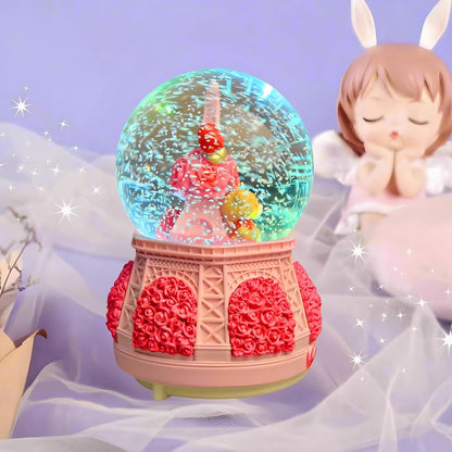Snow Globes,Music Box Gifts for Girl,Eiffel Tower Music Snowglobes with LED Lights,Snow Fall Effect,Decoration Glass Ball for Kids Room Birthday for 5-16 Year Old Girls