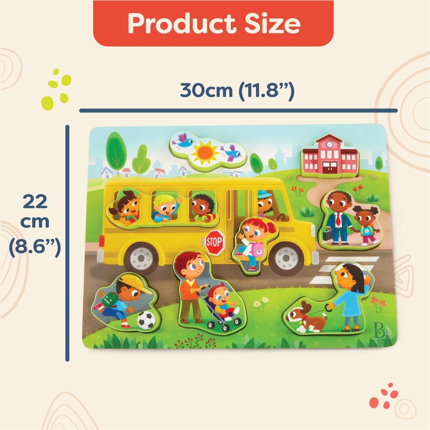 B. toys – Peek & Explore – School BusChunky Puzzle for Toddlers,Educational & Developmental Toys for Kids – 2+ Years