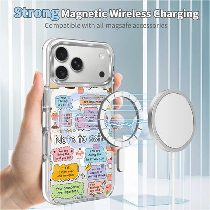 for iPhone 17 Pro Max Case [Compatible with Magsafe],Girls Women Clear Magnetic Case Silicone Shockproof Protective Cover with Pattern Colorful Motivational Letters