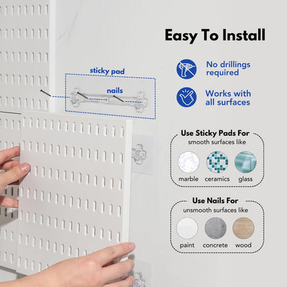 Keepo Peg Board Wall Organizer – Plastic Pegboard Panels, Modular Peg Board Storage System for Home Office, Craft Room, Gaming Setup (White, 33″×22″)