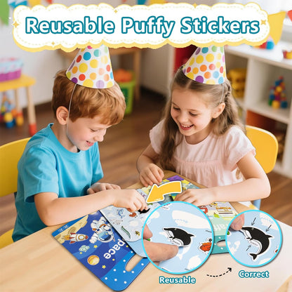 Reusable Sticker Books for Toddlers 1-3, Puffy Stickers Book for Kids Ages 2-4, Toddler Travel Activities Book Toy for Birthday Christmas - Christianity Jesus, Noah's Ark, Fairy Tales(3 Set)
