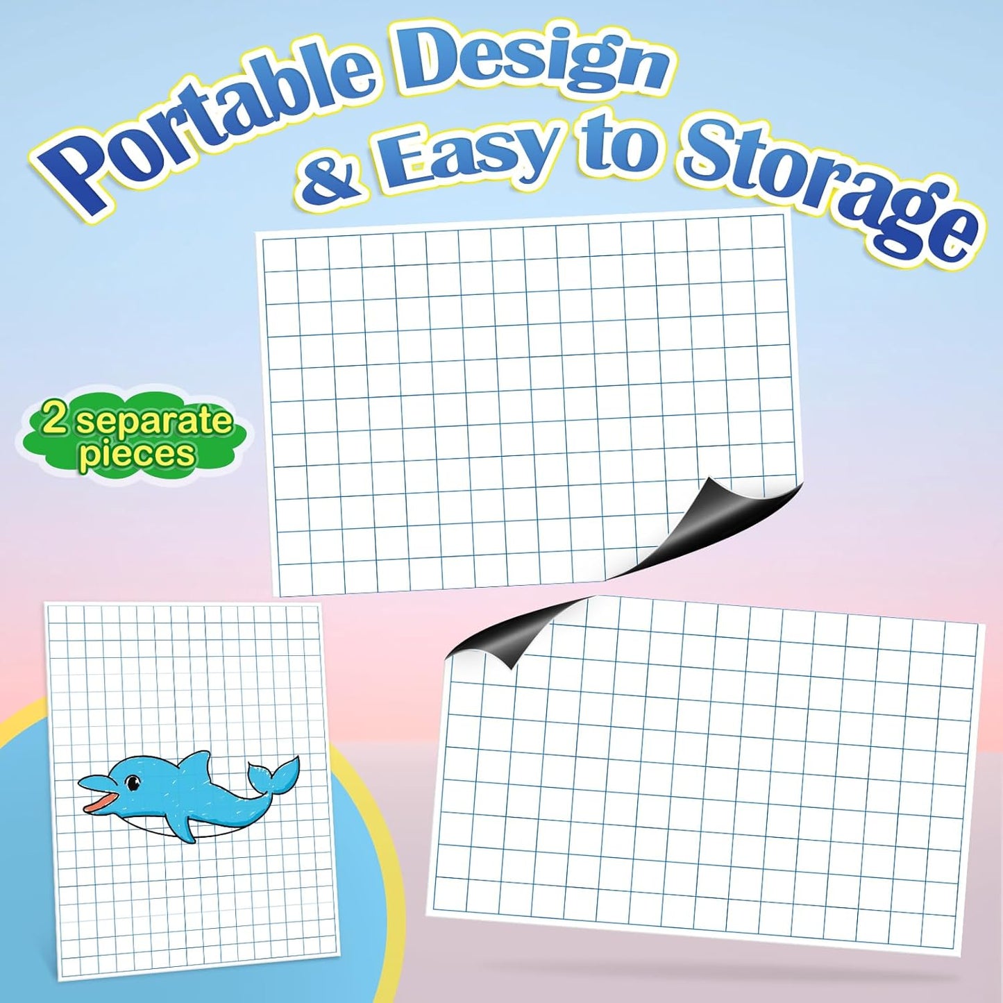 Aizweb Giant Magnetic Lined Notebook Paper,2 Dry Erase Sheets,Total Area 17" x 21.5",Handwriting Practice for Classroom Whiteboard,Chart Paper Teacher Must Have Homeschool Teaching Supplies