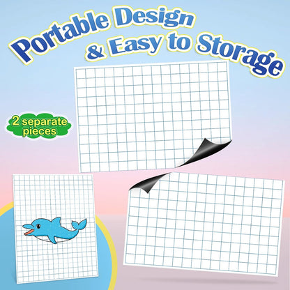 Aizweb Giant Magnetic Lined Notebook Paper,2 Dry Erase Sheets,Total Area 17" x 21.5",Handwriting Practice for Classroom Whiteboard,Chart Paper Teacher Must Have Homeschool Teaching Supplies