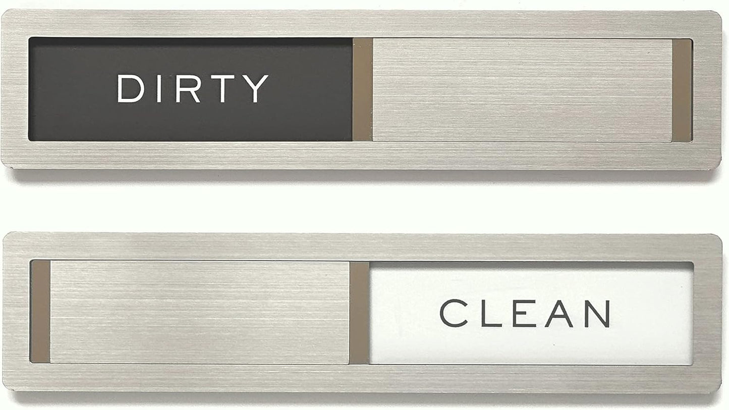 Kubik Letters Clean Dirty Magnet for Dishwasher, Premium Stainless Steel Grade 304, Kitchen Organizers and Storage Decor Accessories, Extra Adhesive Tapes Included.