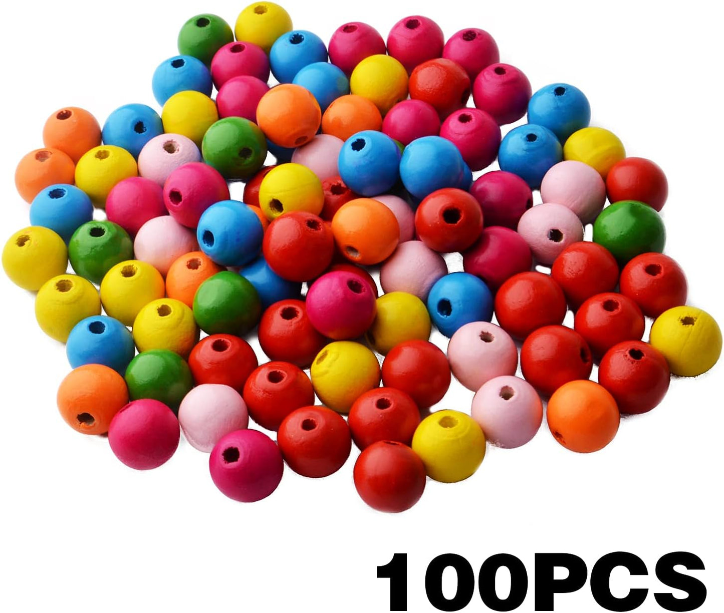 Aylifu Round Wooden Beads, 50 pcs 25mm Natural Unfinished Wooden Spacers for DIY Crafts Jewelry Making, White, Hole: 5mm