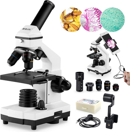 Microscope for Adults Kids, 100X-2000X BEBANG Compound Microscope with Microscope Slides, Microscope Kit for Kids Students Home School Lab