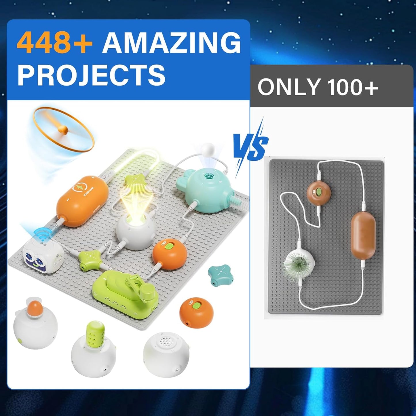 Science Kits for Kids, 448+ Projects Circuit Exploration Kits Educational Electronics Toys for Boys & Girls Hands-On Engineering Toy, Birthday, Halloween, Christmas Gift for Ages 5 6 7 8 9 10 11 12
