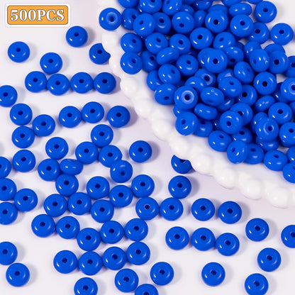 500PCS 8mm Acrylic Lentil Beads, White Abacus Beads Loose Beads for Crafts, Acrylic Spacer Beads for Jewelry Bracelet Necklace Making, Beads for Pens Charms Crafts, Small