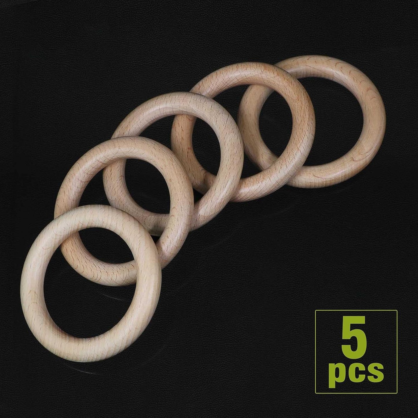 FoDau770 5pcs Natural Beech Wooden Rings, Unfinished Solid Wood Rings Heavy Duty Wood Circles, Macrame Craft Circles for Party, Home Decor & DIY Making - Outer Diameter: 3 Inch
