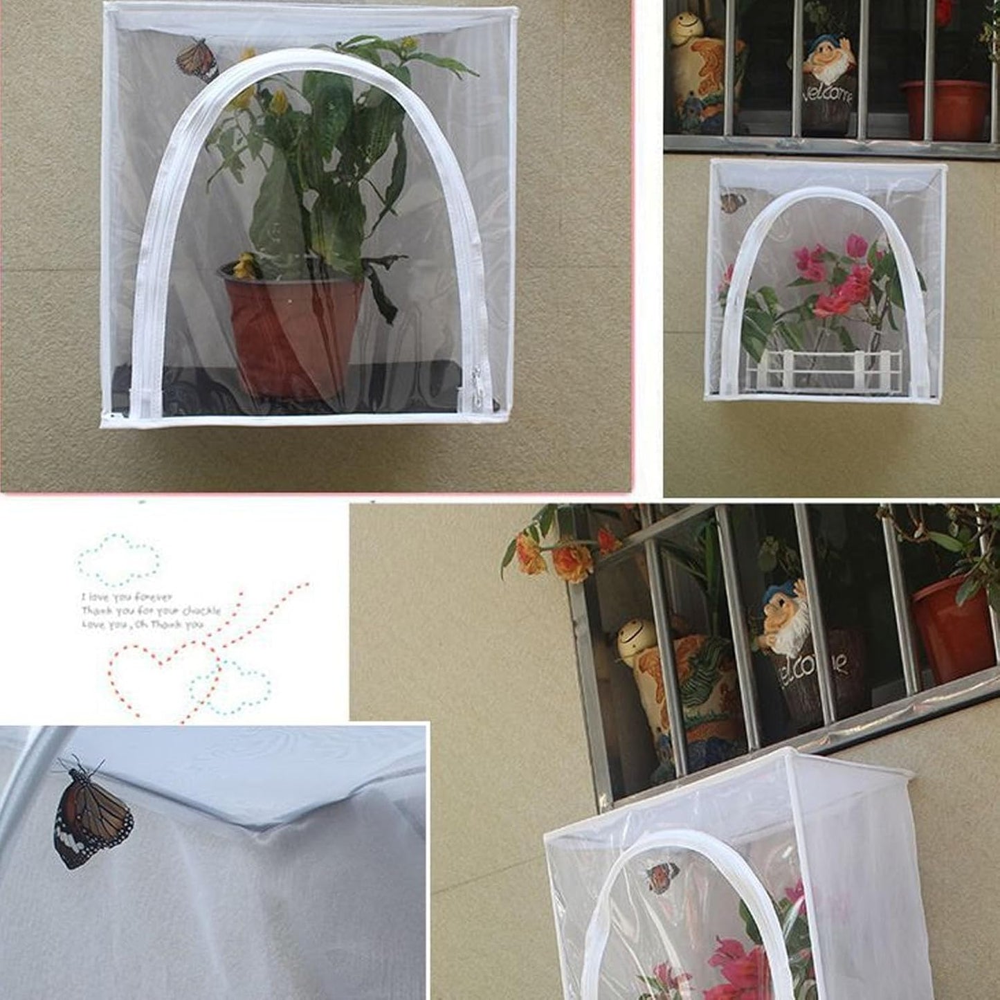 Butterflies Mesh Cage, Wall Mounted Cage for Hanging Butterflies, Small Enclosure with Adhesive Plate, Transparent Design for Observing Growing Process
