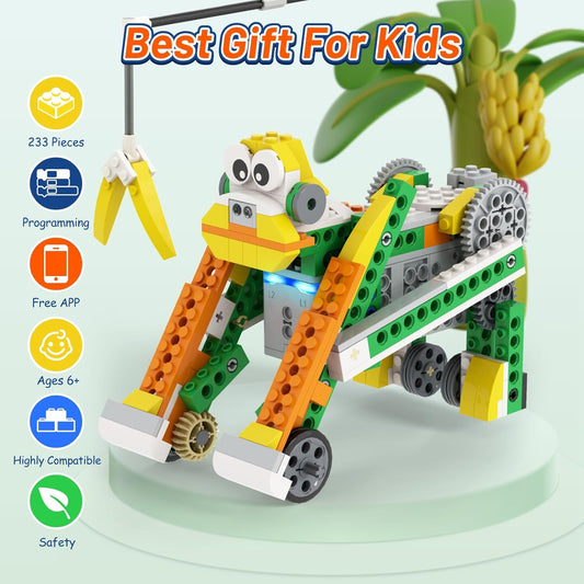Apitor Robot Q Robot Building Kit, 20-in-1 Programmable APP RC Car Robotics Coding Kit, Includes Large Storage Organizer with Sorting Plate, STEM Birthday Gifts for Boys Girls Kids Aged 6-12
