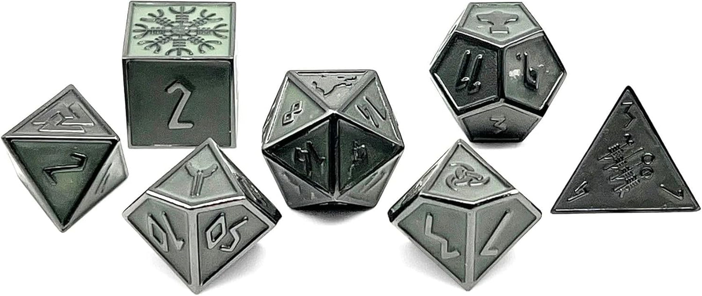 Norse Foundry Set of 7 Banshee Wail Norse Series Full Metal Polyhedral Dice RPG Math Games DND Pathfinder