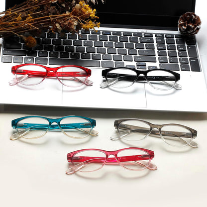 SIGVAN Ladies Cat Eye Reading Glasses 5 Pairs Blue Light Blocking Spring Hinge Fashion Pattern Print Readers for Women