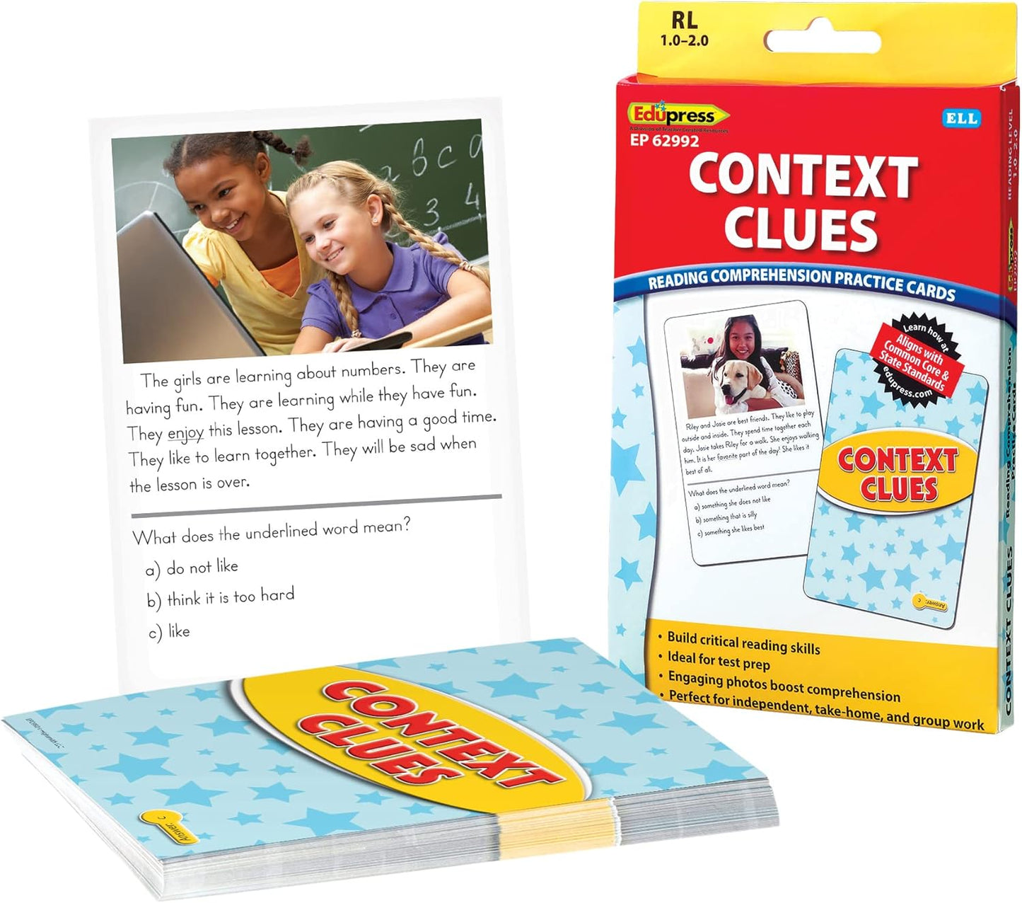 Edupress Reading Comprehension Practice Cards, Informational Text, Red Level (EP63437) Medium