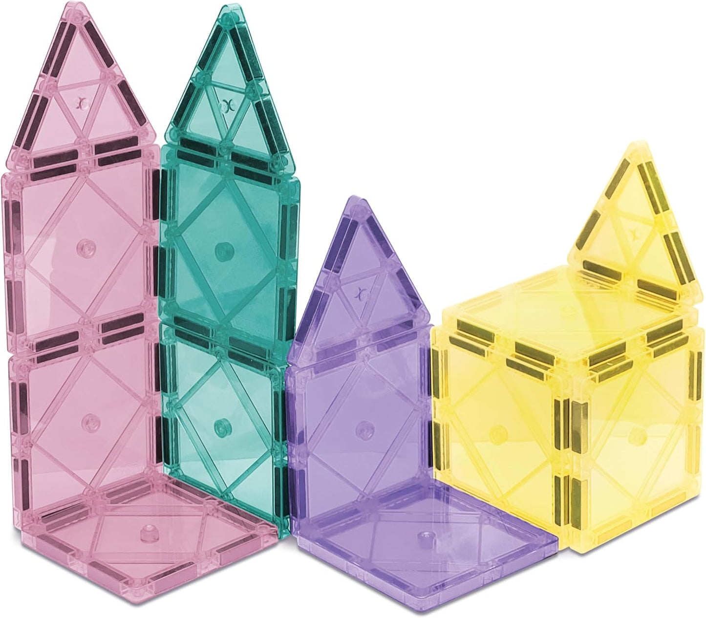 CreateOn Crayola Magnetic Tiles, Building Set for Kids, Magnetic Toys for Kids, Travel Toys, Classroom Sensory Toy Blocks, STEM & Montessori Tools for Boys & Girls Ages 3+, 14-Piece Set (Glitter)