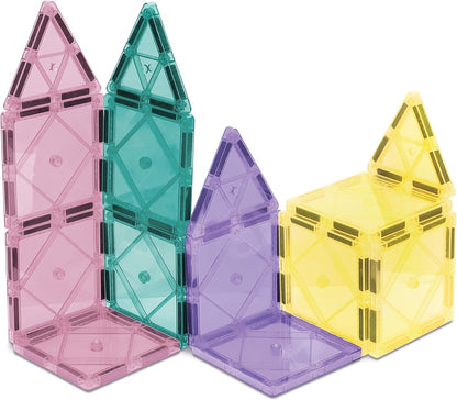 CreateOn Crayola Magnetic Tiles, Building Set for Kids, Magnetic Toys for Kids, Travel Toys, Classroom Sensory Toy Blocks, STEM & Montessori Tools for Boys & Girls Ages 3+, 14-Piece Set (Glitter)