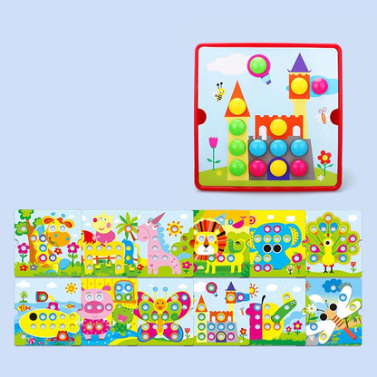 Mosaic Activity Set with 46 Buttons and 12 Images for Children Ages 2 to 4, Style C