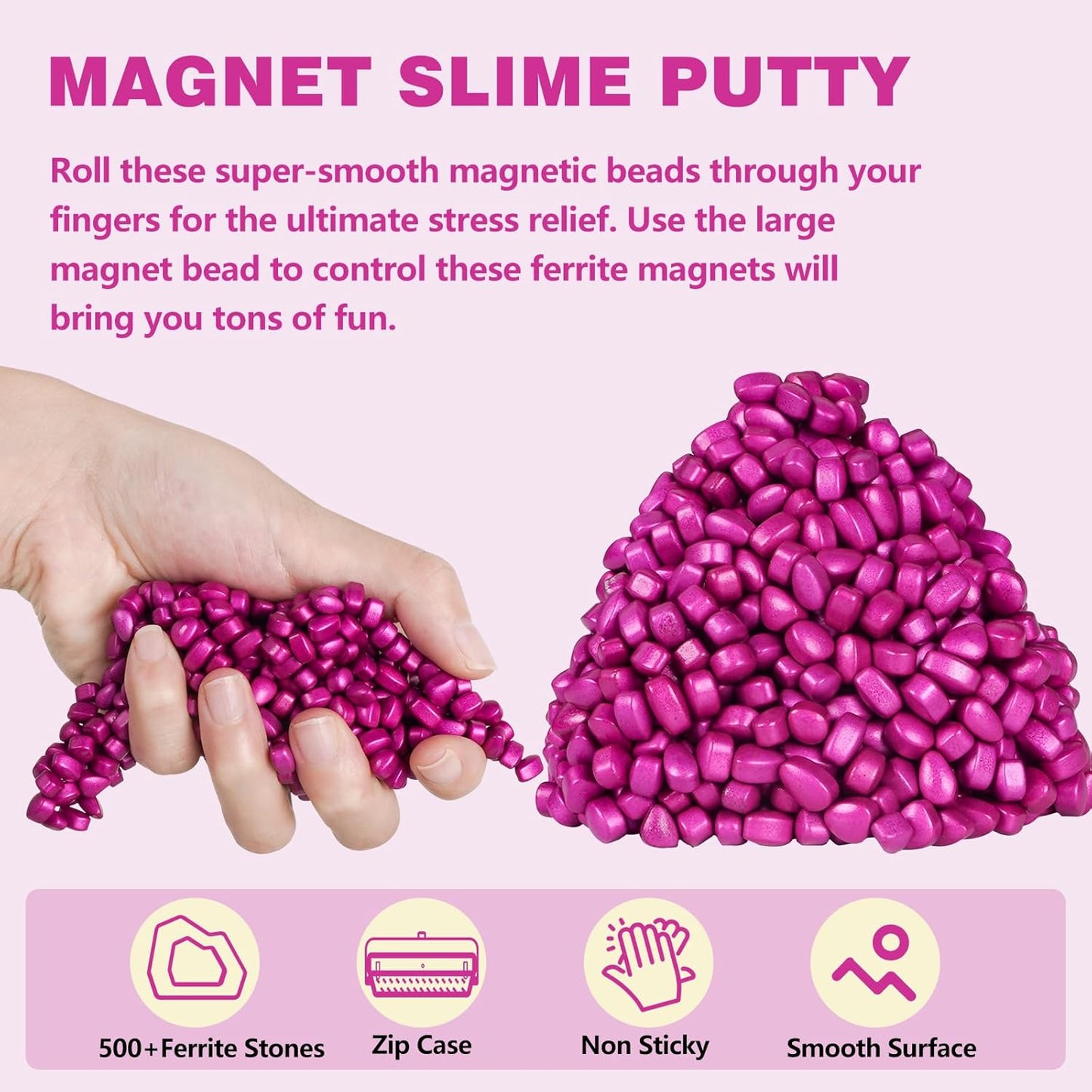 Umnodobn Magnet Slime Putty, Fidget Toy Ferrite Putty Beads, Hematite Magnetic Stones Eggs with 1.26 inch Magnet Balls, Cool Desk Toy, EDC Toy Science Kit Gift