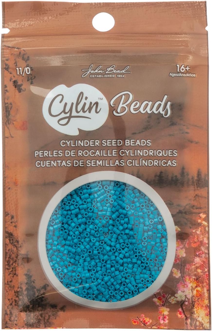 John Bead 25g Cylin Beads Opaque Turquoise Green 11/0 Glass Cylindrical Seed Beads for Jewelry Bracelets Necklaces Earrings Making Embroidery