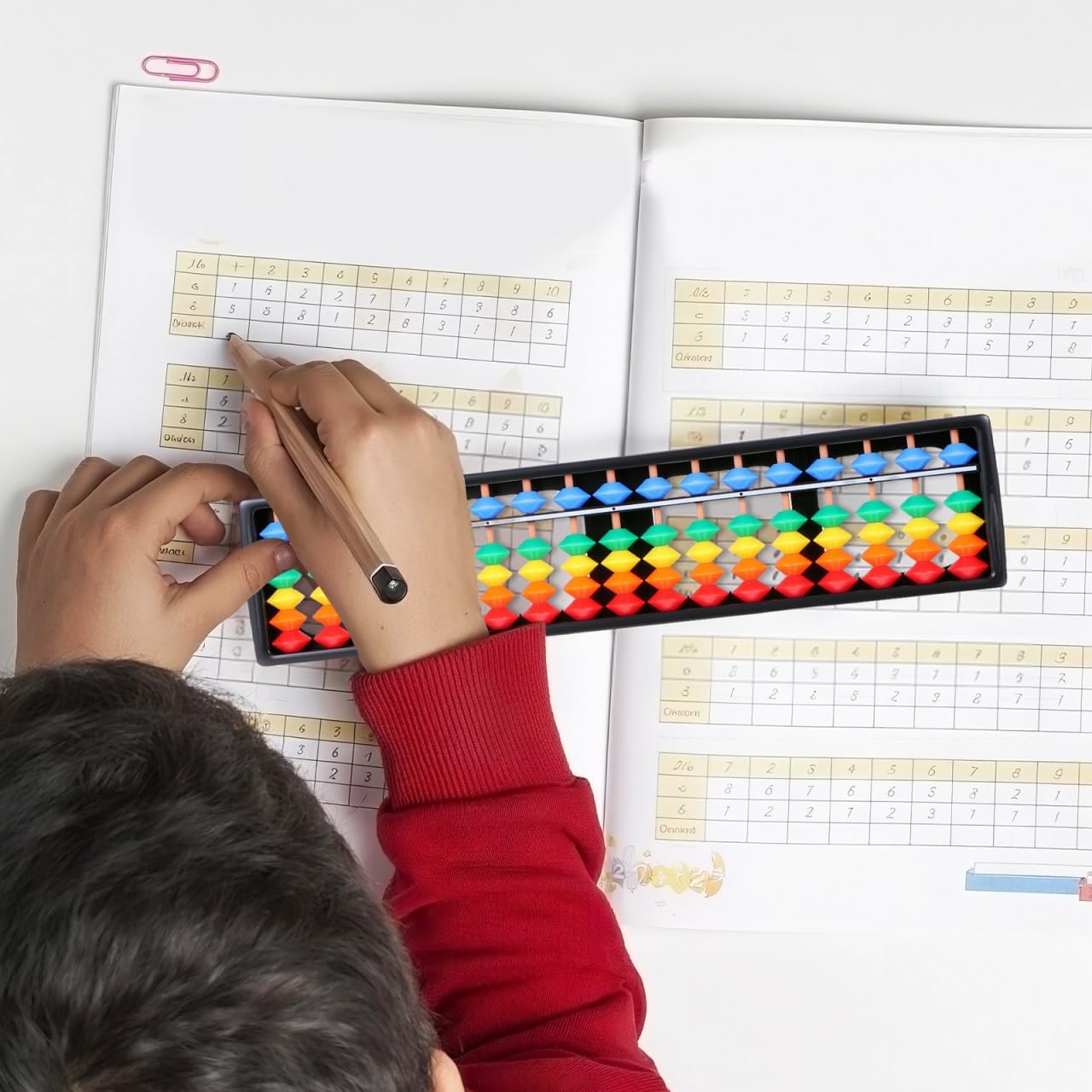 Alipis Arithmetic Abacus Math Counting Toy 17 Digits Rods with Colorful Beads, Chinese Abacus Mathematics Learning Aid Tool