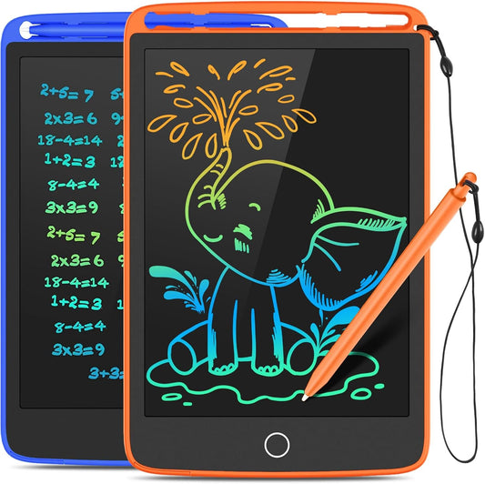 TECJOE 2 Pack LCD Writing Tablet with Fridge Magnets, Doodle Board for Kids Drawing Kitchen Memo, Christmas Stocking Stuffers Birthday Gifts Toys for Boys Girls 8.5 Inch(Blue+Pink)