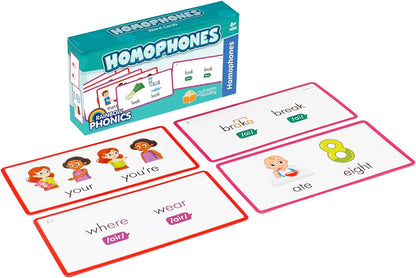 Junior Learning: Rainbow Phonics - Homophones - 65 Word Cards, Flash Cards with Sound & Spelling Association, Level Based Cards, Kids Ages 4+