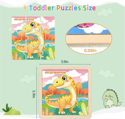 Wooden Animals Puzzles for Toddlers 2-4, 8 Pack 9 PCS Jigsaw Puzzles for Kids 2-4, Wooden Puzzles for Toddlers 3-5, Animal Puzzles for Kids 3-5, Preschool Puzzles Learning Educational Sets Toys