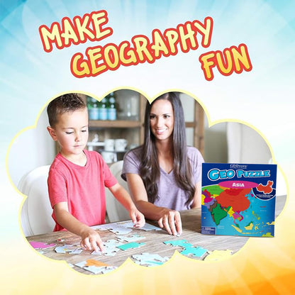 GeoToys GeoPuzzle, World Jigsaw Puzzles, 68 Pc Geography Game & Map Puzzle, Educational Games & Kids Learning Activities, Puzzle Gifts for Children Ages 6-9, Fun Learning Toys for Kids